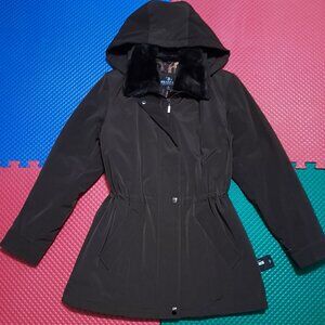 Braefair Faux Fur Collar Removable Hood Quilted Lining Insulated Jacket NWT